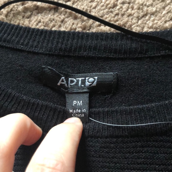 Apt. 9: Black Sweater with White Sheer Peplum - Picture 3 of 6